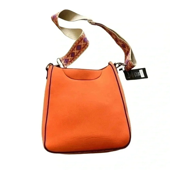 K Carroll neoprene messenger bag, orange with guitar strap, water resistant NWT - Picture 2 of 4